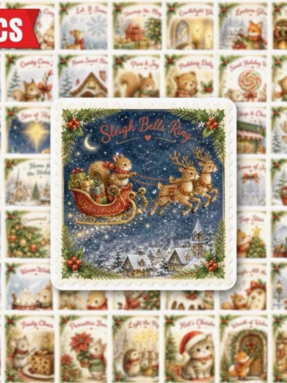 50 Winter Holiday Animal Stickers Woodland Christmas Fun